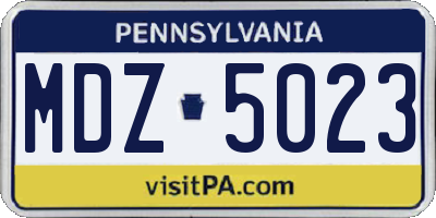 PA license plate MDZ5023