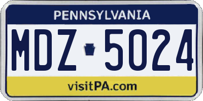 PA license plate MDZ5024