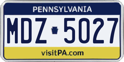 PA license plate MDZ5027