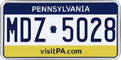 PA license plate MDZ5028