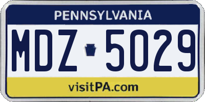 PA license plate MDZ5029