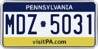 PA license plate MDZ5031
