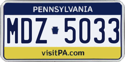 PA license plate MDZ5033