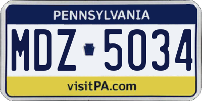 PA license plate MDZ5034