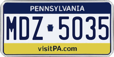 PA license plate MDZ5035