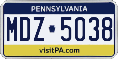 PA license plate MDZ5038