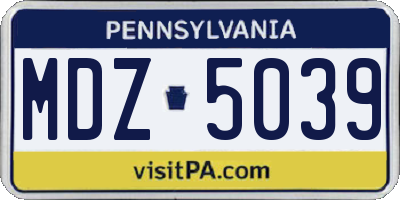 PA license plate MDZ5039
