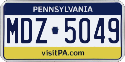 PA license plate MDZ5049