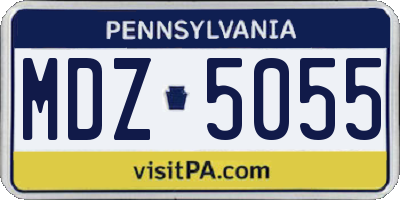 PA license plate MDZ5055