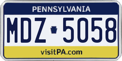 PA license plate MDZ5058