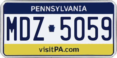 PA license plate MDZ5059