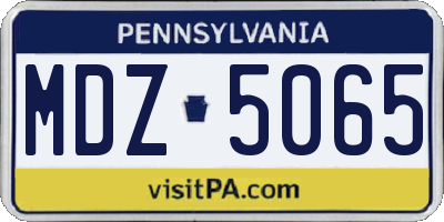PA license plate MDZ5065