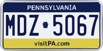 PA license plate MDZ5067