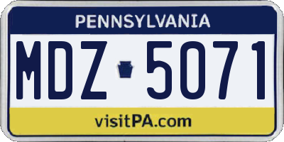 PA license plate MDZ5071