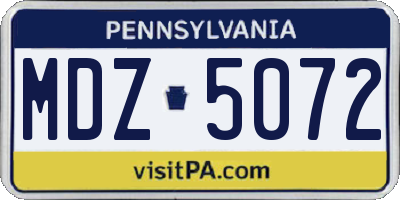 PA license plate MDZ5072