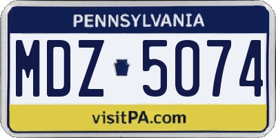 PA license plate MDZ5074