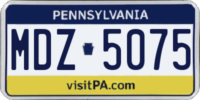 PA license plate MDZ5075