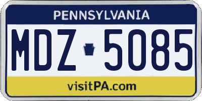 PA license plate MDZ5085
