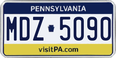 PA license plate MDZ5090