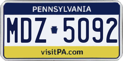 PA license plate MDZ5092