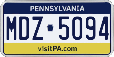 PA license plate MDZ5094