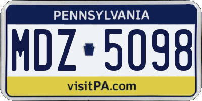 PA license plate MDZ5098