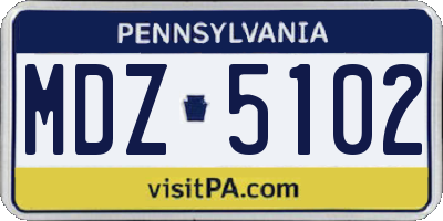 PA license plate MDZ5102