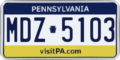 PA license plate MDZ5103
