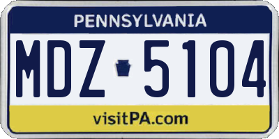 PA license plate MDZ5104
