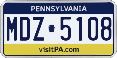 PA license plate MDZ5108