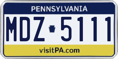 PA license plate MDZ5111