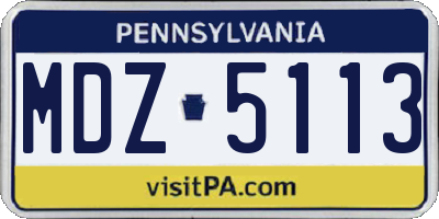 PA license plate MDZ5113
