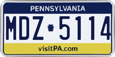 PA license plate MDZ5114