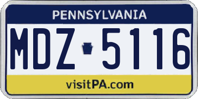 PA license plate MDZ5116