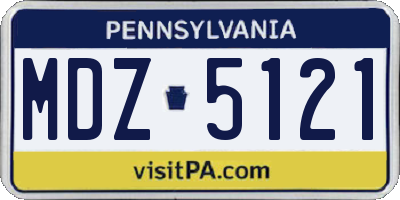 PA license plate MDZ5121