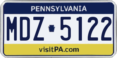 PA license plate MDZ5122
