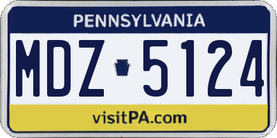 PA license plate MDZ5124