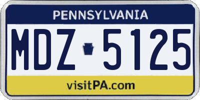 PA license plate MDZ5125