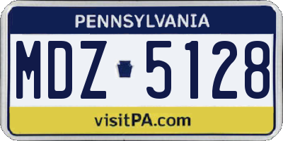 PA license plate MDZ5128