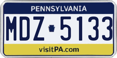 PA license plate MDZ5133