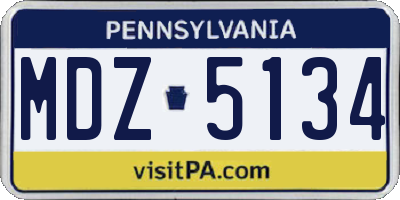PA license plate MDZ5134