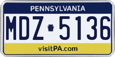 PA license plate MDZ5136