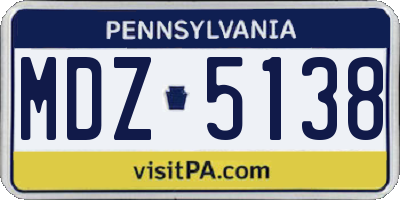 PA license plate MDZ5138