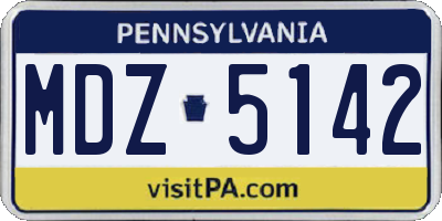 PA license plate MDZ5142