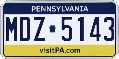 PA license plate MDZ5143