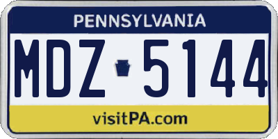 PA license plate MDZ5144