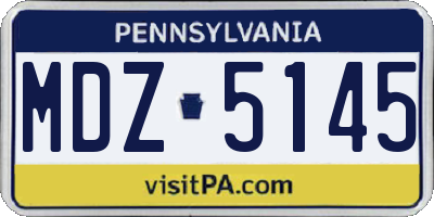 PA license plate MDZ5145