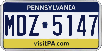 PA license plate MDZ5147