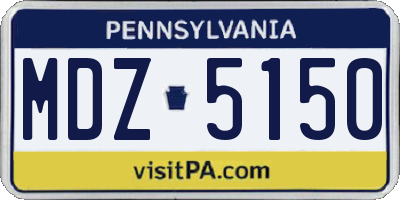 PA license plate MDZ5150