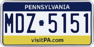 PA license plate MDZ5151